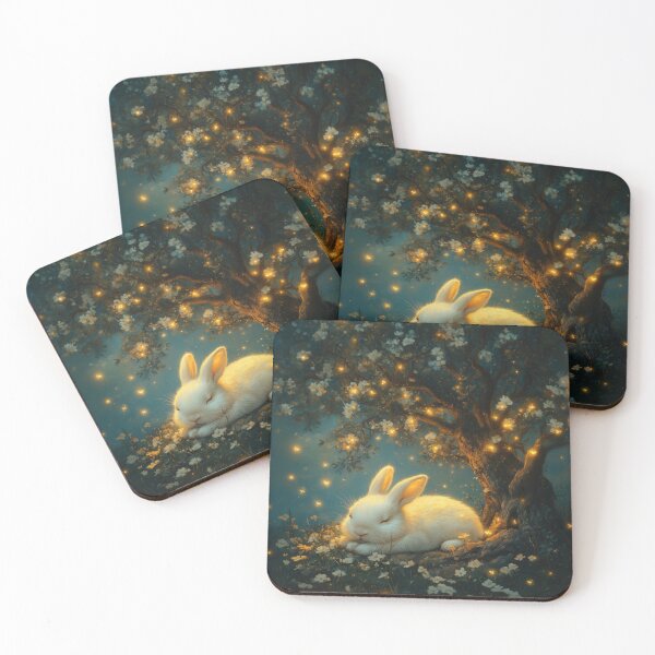 Item preview, Sleeping Bunny Under a Glowing Blossom Tree designed and sold by Magical Art Store.