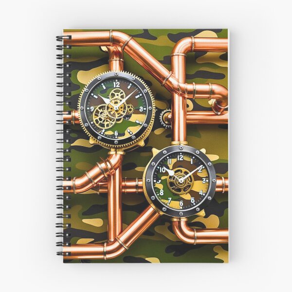 Item preview, Steampunk Copper Pipe Camouflage Gear Clock designed and sold by CamouflageLab.