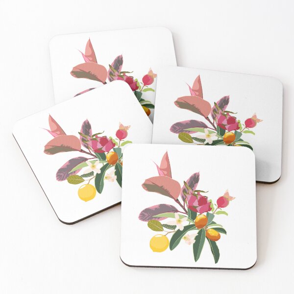 Item preview, Composition of pink ficus plant and exotic fruits. designed and sold by MatyKotiv.
