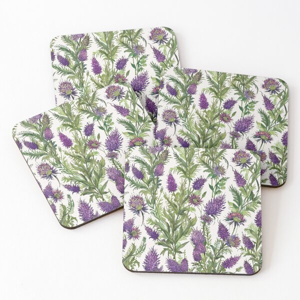 Item preview, Purple flowers and green leaves pattern designed and sold by CoolPixels.