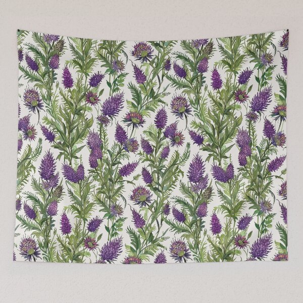 Item preview, Purple flowers and green leaves pattern designed and sold by CoolPixels.