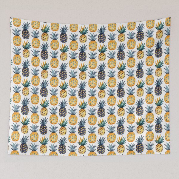 Item preview, blue and yellow pineapple pattern designed and sold by PoppyLaneStudio.