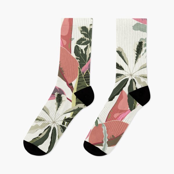 Item preview, Tropical jungle plants, Sansevieria, pink ficus and exotic leaves on vintage beige background. designed and sold by MatyKotiv.