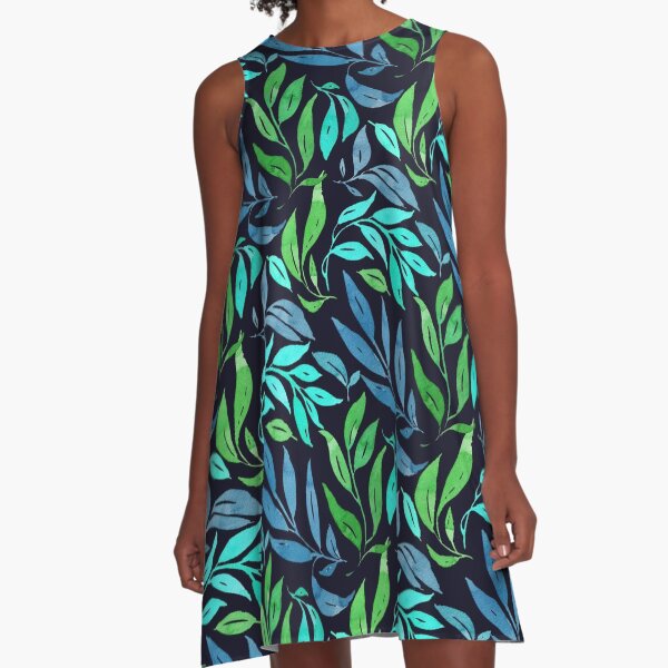 Loose Leaves - Cool A-Line Dress