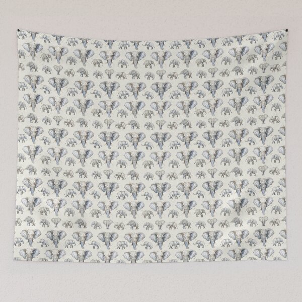 Item preview, grey watercolour elephant pattern designed and sold by PoppyLaneStudio.