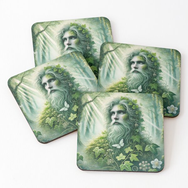 Item preview, Green Man - Mystical Guardian of the Forest | Watercolor Art designed and sold by lynnebeclu.