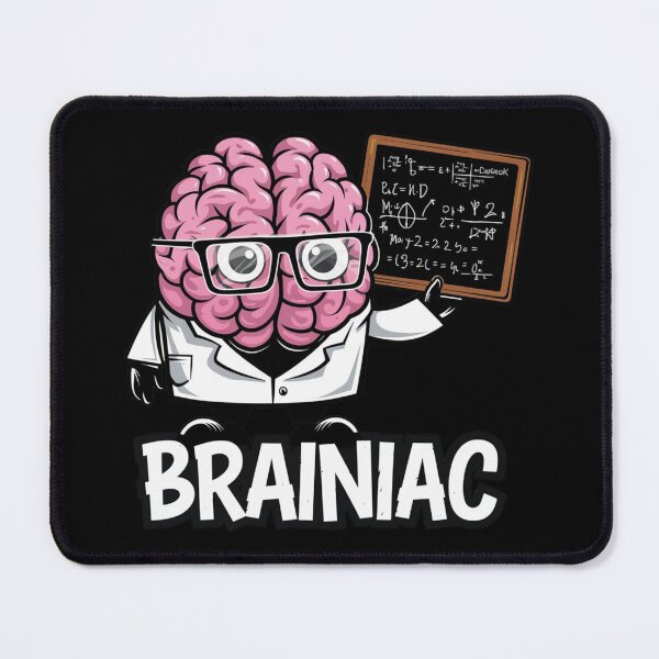 Item preview, Brainiac - Pink brain in glasses and a lab coat holding a board designed and sold by SplashPixel.