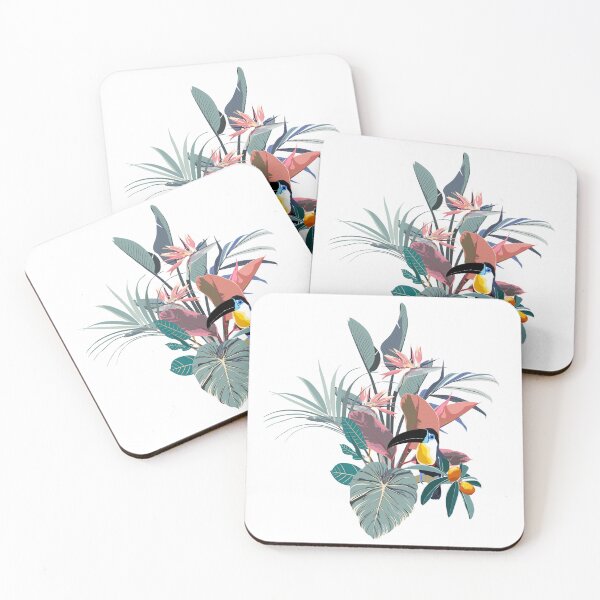 Item preview, Flower frame with strelitzia exotic flowers, toucan bird in watercolor style. designed and sold by MatyKotiv.