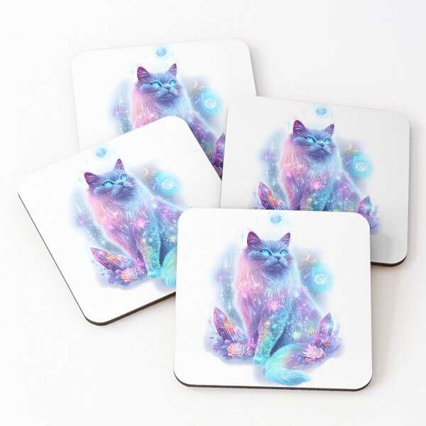 Item preview, Space cat with holographic elements on a white background designed and sold by natalidesign.