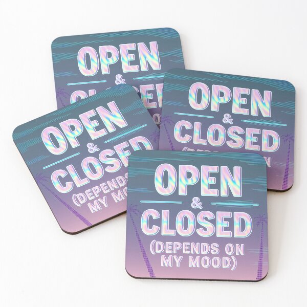 Item preview, Retro Vaporwave Open Closed Sticker – Holographic 80s Aesthetic designed and sold by SolaoLab.
