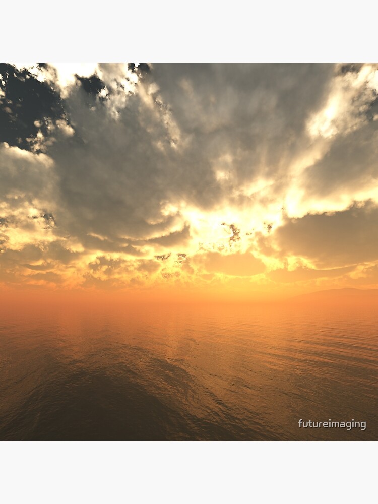 Thumbnail 3 of 3, Throw Pillow, Cloudy Sunrise Over Water designed and sold by futureimaging.
