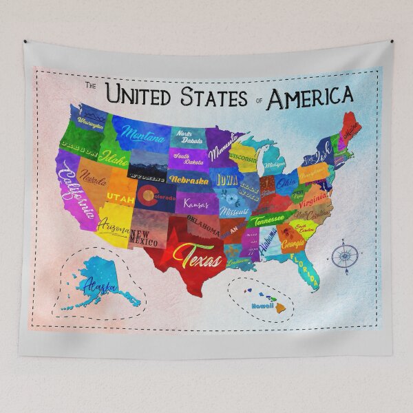 Item preview, Watercolor Mosaic Map of the United States of America designed and sold by loudestkitten.