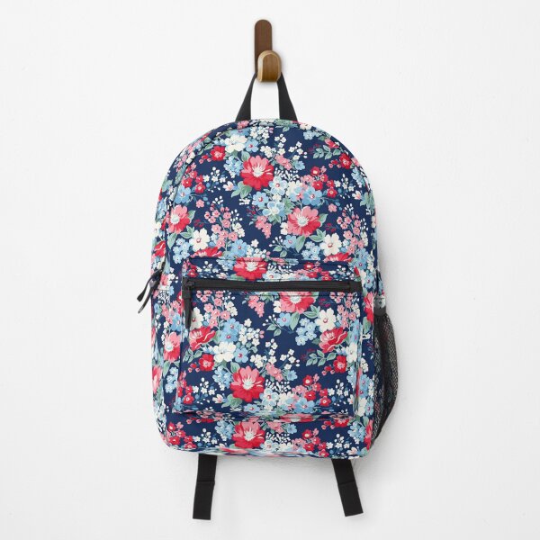 Item preview, bold red and blue florals designed and sold by PoppyLaneStudio.