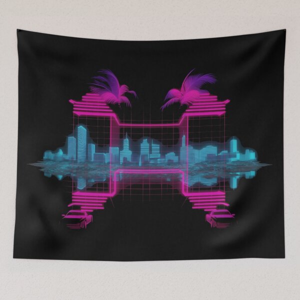 Item preview, Neon Synthwave Cityscape – Retro Futuristic Vibes designed and sold by TrippyFest.