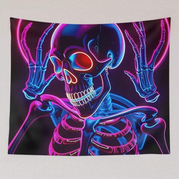Item preview, Neon Cyberpunk Skeleton - Futuristic Glowing Skull Art designed and sold by FusionCipher.