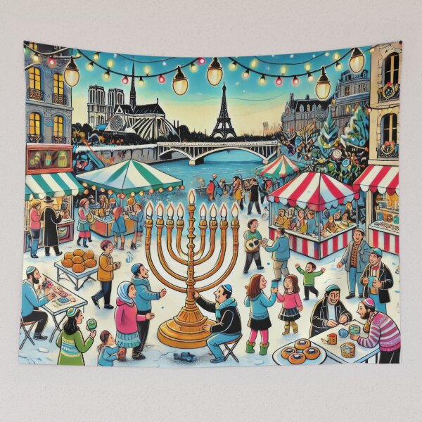 Item preview, Hanukkah Celebration by the Seine in Paris designed and sold by BobArtGallery.