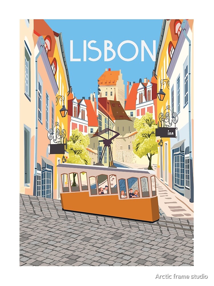 Thumbnail 3 of 3, Scarf, LIsboa lisbon, vintage travel poster,sticker, greeting card designed and sold by Caravanstudio.