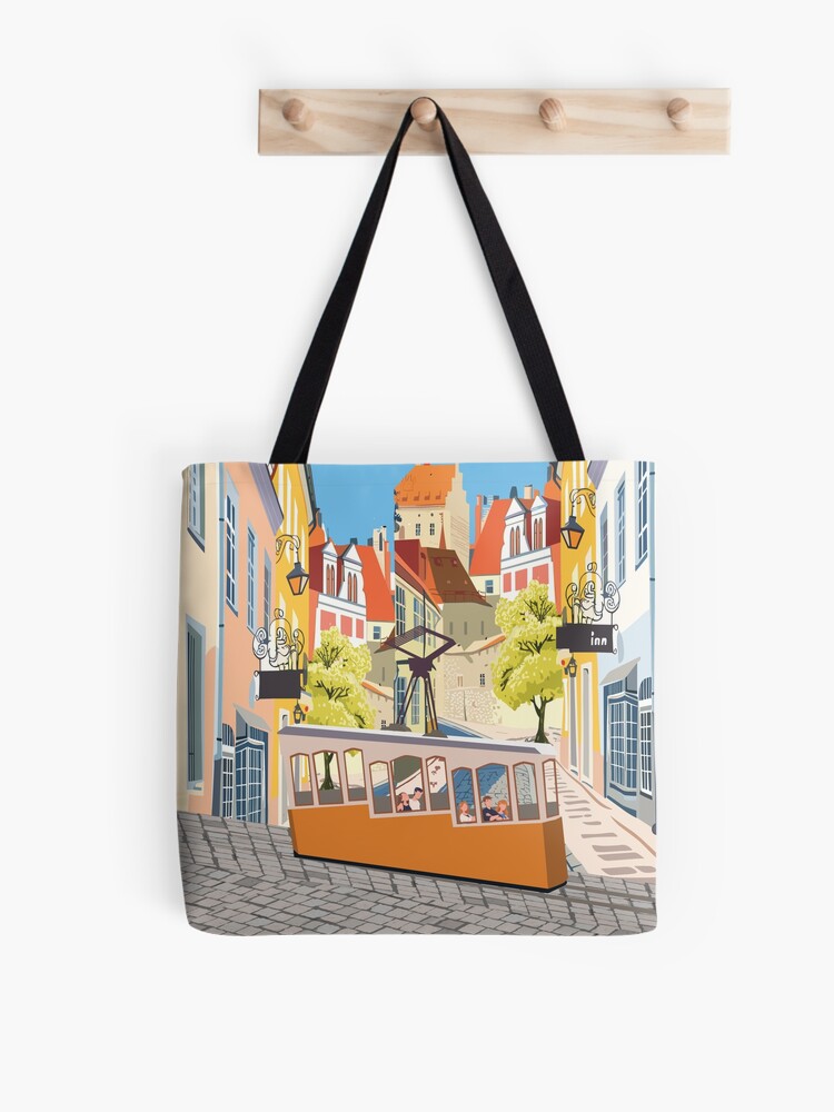 Thumbnail 1 of 2, Tote Bag, LIsboa lisbon, vintage travel poster,sticker, greeting card designed and sold by Caravanstudio.