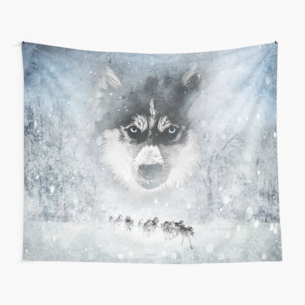 Winter Huskys Wandbehang
