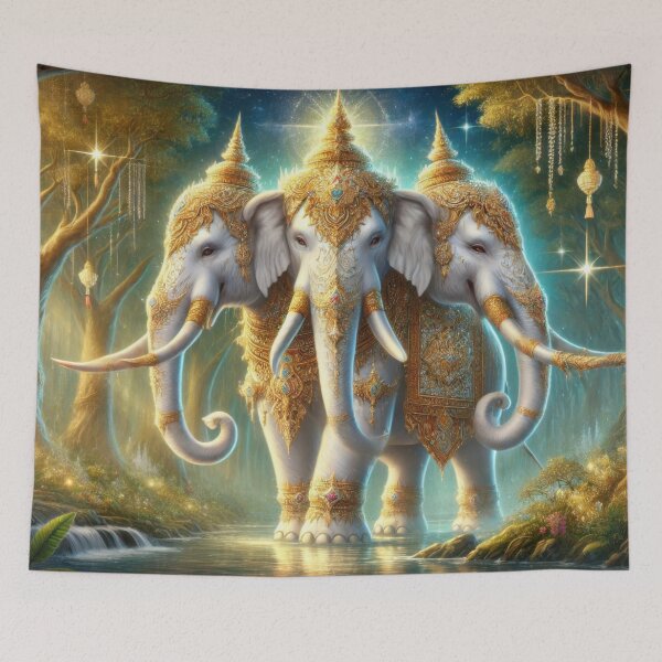 Item preview, Erawan, the Three-Headed Elephant of the Himmapan Forest designed and sold by BobArtGallery.