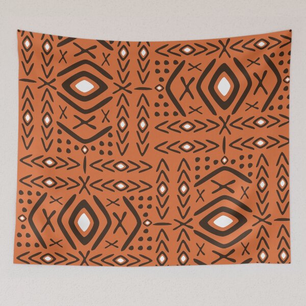 Item preview, Orange Bogolan Traditional fabric designed and sold by Wolagno.