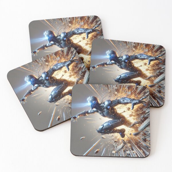 Item preview, Cyber Warrior Explosion - Futuristic AI Superhero Action designed and sold by FusionCipher.