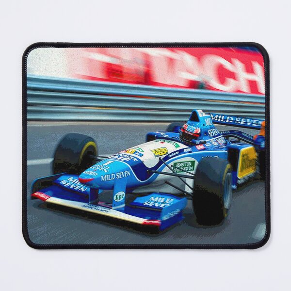 Item preview, Michael Schumacher racing his 1995 F1 car from the front blurry abstract designed and sold by Rodissimus1984.