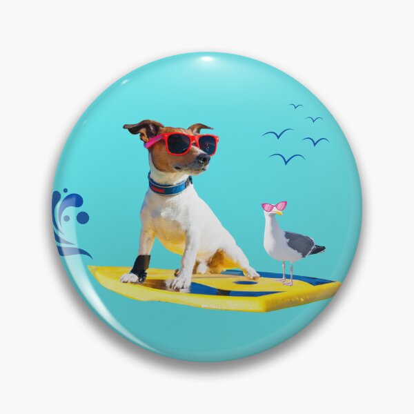 Item preview, Sunny Surf Adventure – Cool Dog on a Surfboard with Seagull & Fun Elements designed and sold by TheBeeKindSpace.