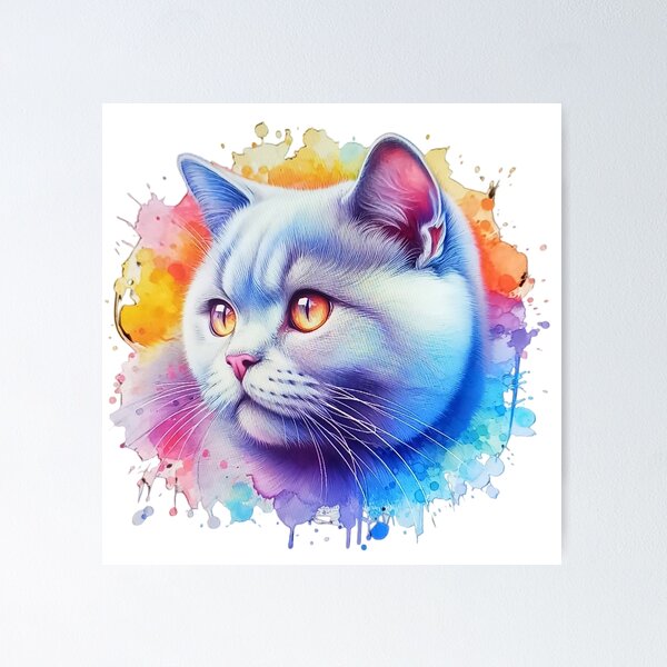 Item preview, A beautiful Chartreux cat with a colorful background designed and sold by Marcoshop10.