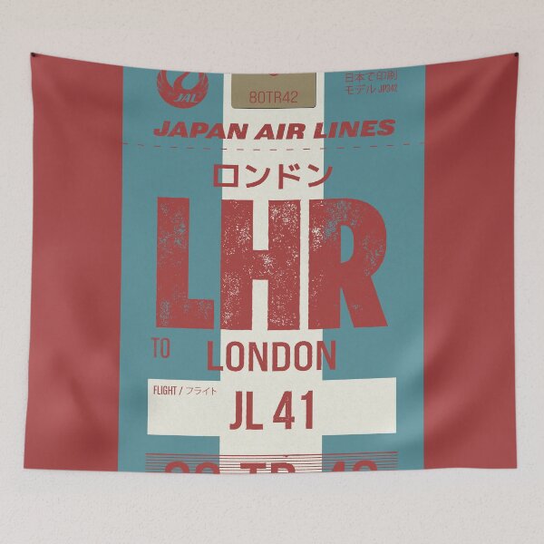 Item preview, Retro London Heathrow Japan airlines tag designed and sold by LostTravelersLab.