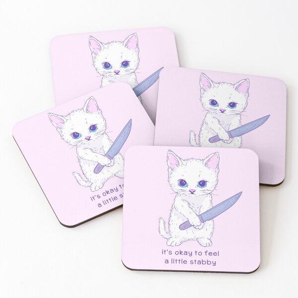 Item preview, Cute Kitten Holding Knife - It’s Okay to Feel a Little Stabby designed and sold by Jess.a.creates.