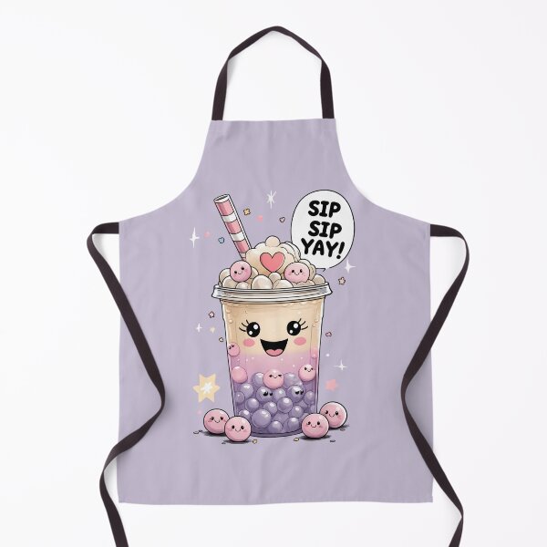 Aperçu de l'œuvre Sip Sip Yay ! – Thé Boba au Taro Kawaii créée et vendue par SolaoLab.