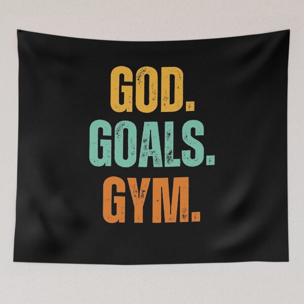 Item preview, God. Goals. Gym. retro Christian Weight Lifter workout gym designed and sold by snowry.