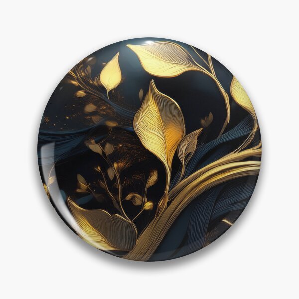 Item preview, Gold iridescent leaf pattern, Bright glowing gold branch with leaves on black background, geometric leafy Modern pattern, gold and black decor, golden tree branch  designed and sold by navitalidesign.