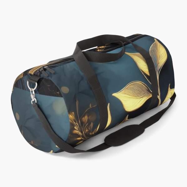 Item preview, Gold iridescent leaf pattern, Bright glowing gold branch with leaves on black background, geometric leafy Modern pattern, gold and black decor, golden tree branch designed and sold by navitalidesign.