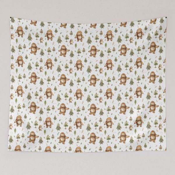 Item preview, adorable watercolour sasquatch pattern designed and sold by PoppyLaneStudio.
