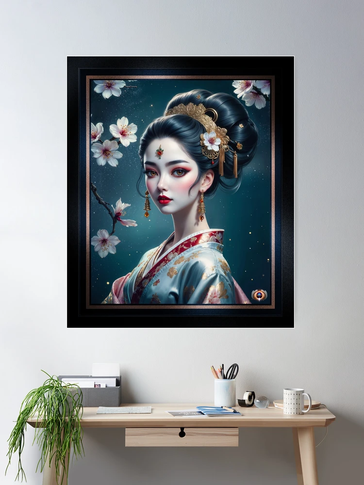 A Ukiyo-e Inspired Portrait Of The Graceful Akiko Yamaguchi AI Concept Art by Xzendor7 2 A Ukiyo-e Inspired Portrait Of The Graceful Akiko Yamaguchi Enchanting AI Concept Art by Xzendor7 Room Decor Poster Art Print