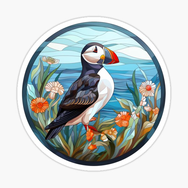 Item preview, Acadia puffin, puffin, canada puffin, flowers, puffin floral, scottish puffin, birds, atlantic puffin designed and sold by happinesproject.