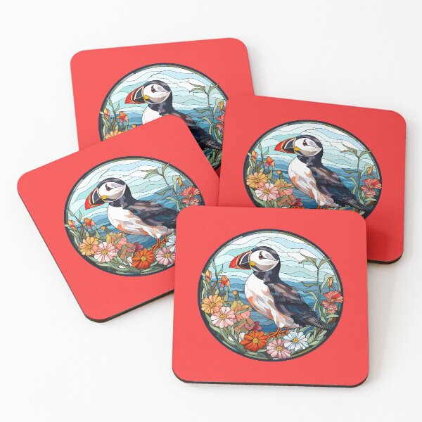 Item preview, Acadia puffin, puffin, canada puffin, flowers, puffin floral, scottish puffin, birds, atlantic puffin designed and sold by happinesproject.