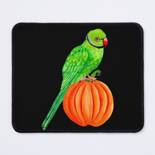 Item preview, Cute Halloween Ringneck Parrot on Autumn Pumpkin designed and sold by Ivy Lily Art.