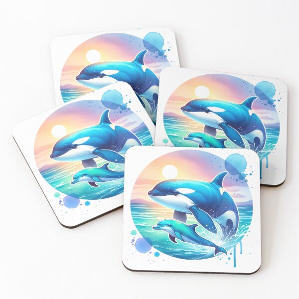 Item preview, Orca & Dolphin Watercolor Splash Art – Tranquil Ocean Serenity designed and sold by MTeesGA.