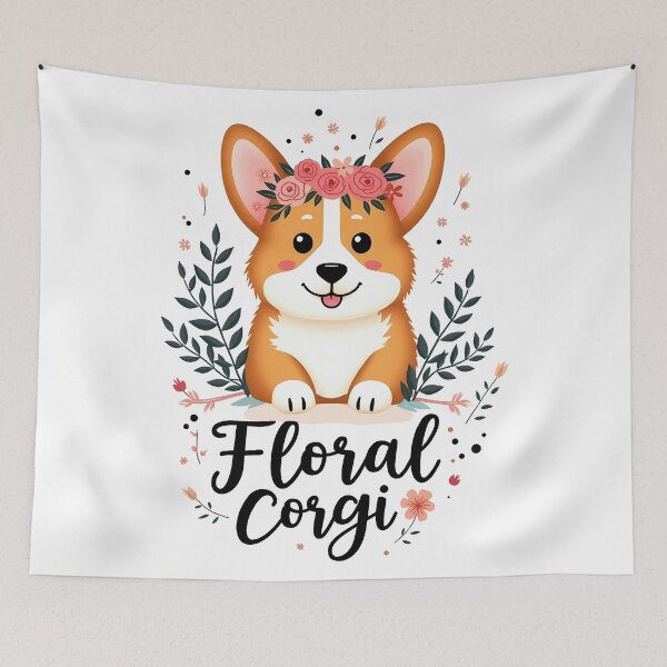 Item preview, Cute Corgi with Flower Crown – Floral Corgi Bohemian Grace designed and sold by zoughlal.