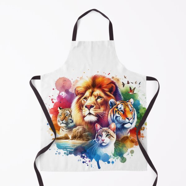 Item preview, Regal Tigers, Lion & House Cat – Powerful Watercolor Splash Art designed and sold by MTeesGA.