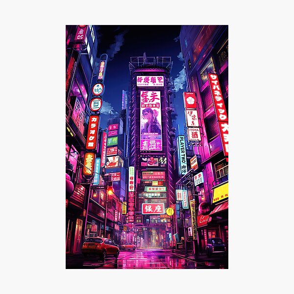 Item preview, Cyberpunk Tokyo Street at Night designed and sold by Takeda-art.
