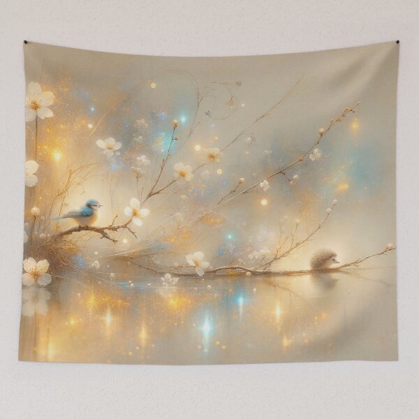 Item preview, Spring Hedgehog and Blue Tit designed and sold by M-Y-A-R-T-.
