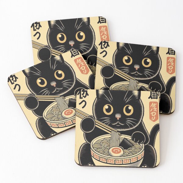 Item preview, Black cat eats ramen designed and sold by Creativnani.