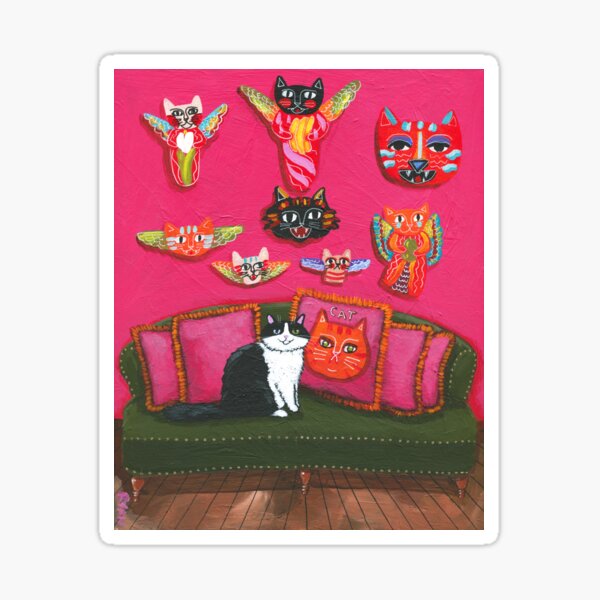 Vista previa del artículo con la obra «Wally Cat en un sofá», diseñado y vendido por KilkennyCat Art.