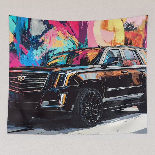 Artikelvorschau, „Stealth Black Cadillac Escalade – Digitaler Pop-Art-Druck“ III entworfen und verkauft von AutoPopStudio.