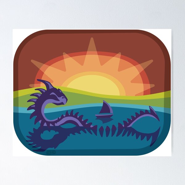 Item preview, Loch Monster in Rainbow Landscape designed and sold by Sine Nomine.