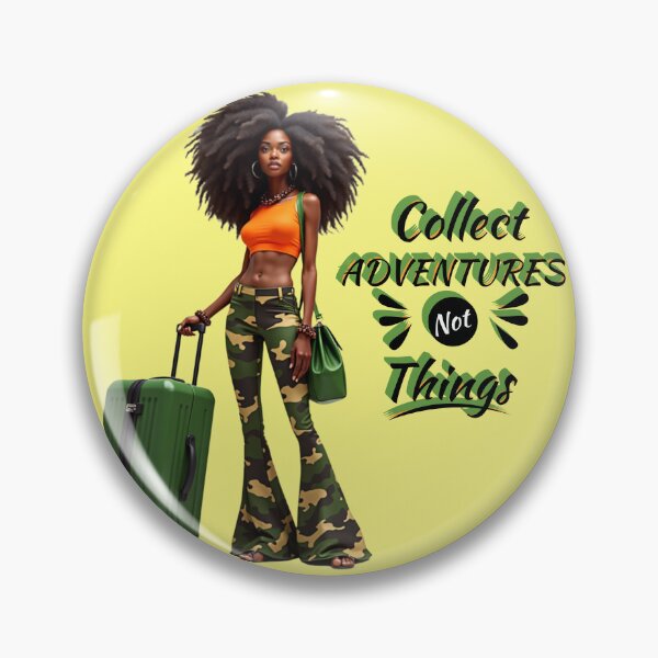 Item preview, Collect Adventures Not Things – Stylish Travel Enthusiast Afro Woman designed and sold by QPTheeArtist.